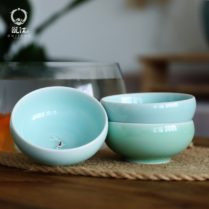瓯江龙泉青瓷汤碗餐具陶瓷碗家用个性米饭碗单个中式5寸面碗汤碗