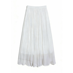 
Drapey nude skirt women's summer thin 2026 new high-waisted small mid-length a-line pleated skirt