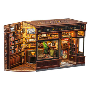 CuteBee corner coffee shop handmade diy hut house miniature scene model city stroll new year gift