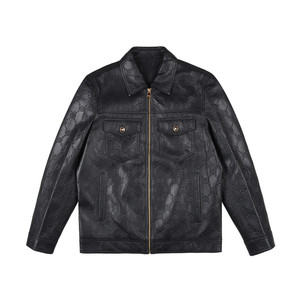 
[Sheep Leather] Raidy Boer/Raidy Boer 2025 Autumn Men's Embossed Lapel Leather Jacket 2006