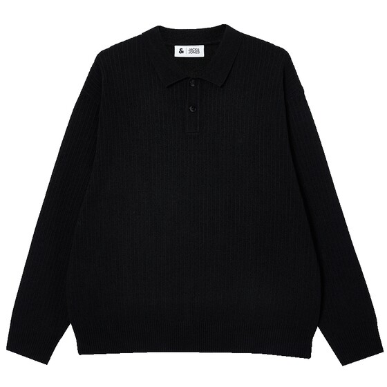 
Jack Jones men's spring sweater sweater business solid color advanced three-dimensional embroidery polo collar long-sleeved top