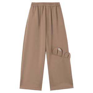 KEIKO age-reducing bunny ears plus velvet sports casual pants for women 2026 early spring elastic high-waisted straight wide-leg sweatpants