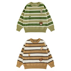 
Young boys 2025 new wool blend cartoon doll sweater fashionable striped warm sweater trendy