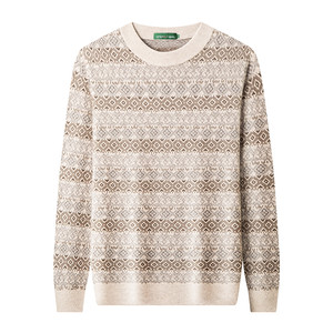 
Shanghai Chunzhu Shijia cashmere sweater men's loose striped half turtleneck double-ply thickened knitted bottoming sweater woolen sweater