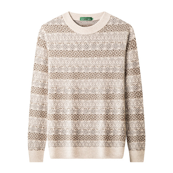 
Shanghai Chunzhu Shijia cashmere sweater men's loose striped half turtleneck double-ply thickened knitted bottoming sweater woolen sweater