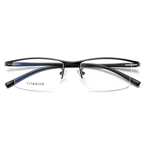 Myopia men's half -frame glasses rack ultra -light pure titanium eyebrow frame business with a degree of comfortable big face anti -fog and blue light