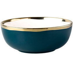 Light luxury gold edge bowls and plates club emerald ceramic tableware
