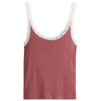 HM women's suspender 2025 summer new low round neck American slim lace sleeveless vest 1274285