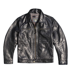
Brad Pitt's Japanese imported water ripple softened horsehide leather jacket men's lapel slim leather jacket