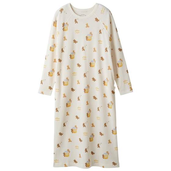 
gelato pique25 autumn and winter new women's nightgown honey bear all over print dress long sleeve PWCO254330