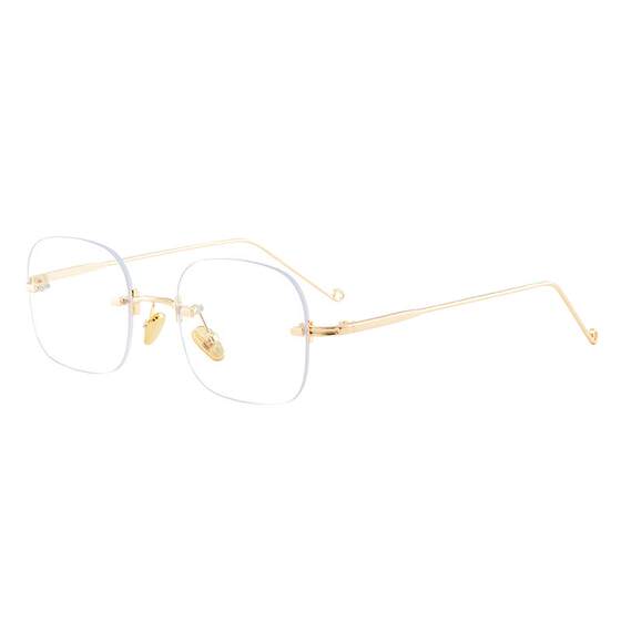 
Gold wire net red ultra-light anti-blue light frameless myopia glasses for men, trendy online, can be equipped with prescription eyeglass frames for women