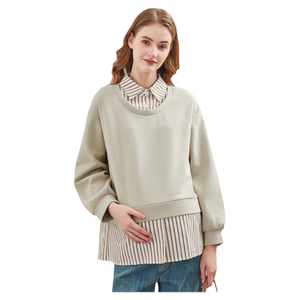 American Fisher-Price Maternity Autumn Clothing 2025 New Sweatshirts Small Tops Autumn and Winter Cover Belly Autumn Fake Two Pieces