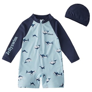 [Sun protection and cool feeling] Quick-drying boys' swimsuit one-piece children's split baby swimsuit children's long-sleeved hot spring swimsuit