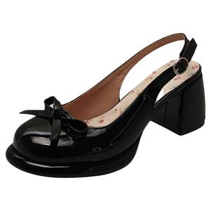 
French thick heel Baotou single shoes for women 2026 summer new style with skirt fairy style bow high heel fashion sandals