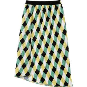 
[Boao Lai] Bo autumn and winter new casual loose simple design bright geometric contrasting color skirt