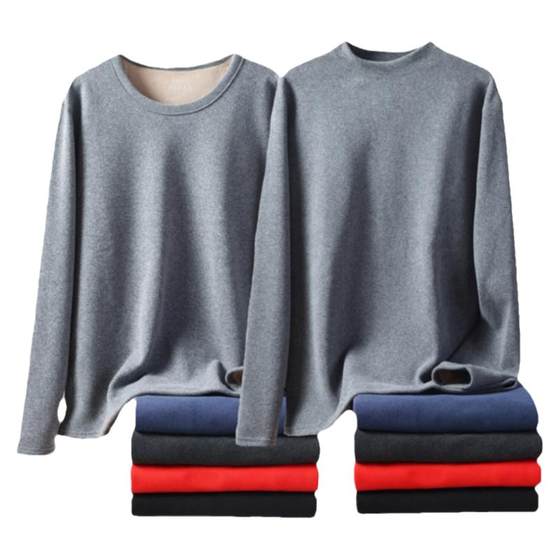 Middle high neck thermal underwear for men plus velvet thickened suit large size Dewarm velvet autumn clothes and trousers base cotton sweater winter