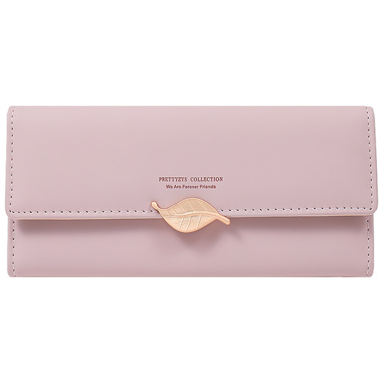 
Women's long wallet 2026 new leaf card bag large capacity small fresh long clip light and thin mobile phone bag clutch bag