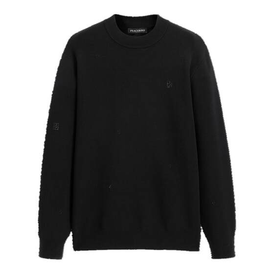 
Peacebird men's clothing winter black sweater slim and warm solid color pullover base knitted sweater