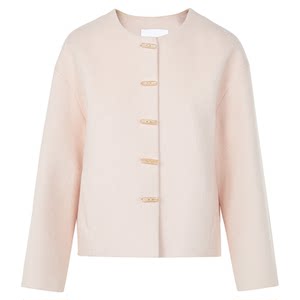 Langzi pure wool round neck new Chinese style short woolen jacket national style design top 2025 winter new style