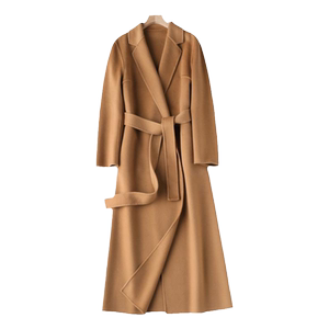 
Baikal 1.3-meter-long double-sided cashmere coat with slim collar lace-up wool jacket