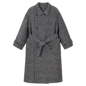 
PSO Brand Men's Women's Wool Blended Tunic Lapel Jacket Solid Color Mid-Length Woolen Coat Winter