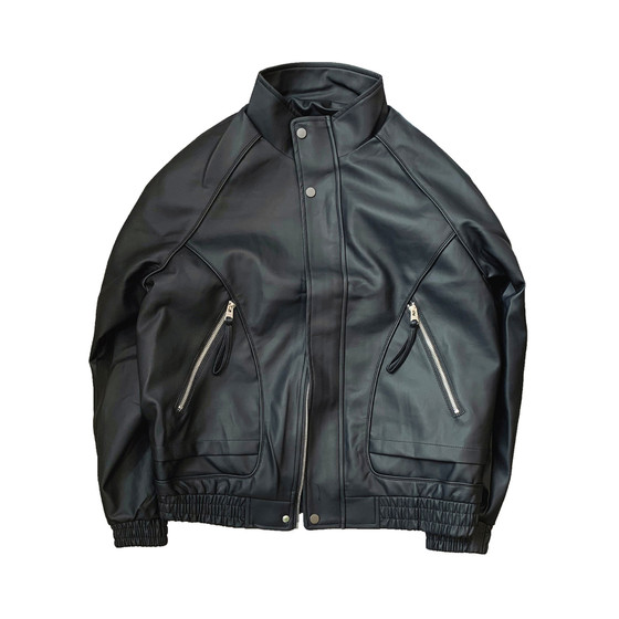 
Autumn and winter trendy slim-fit leather jackets for men, handsome and high-end men's short pilot leather jackets with stand-up collars