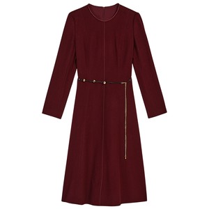 
YINER exclusively selects the new 2025 autumn French satin round rope collar wool blend A-line umbrella dress