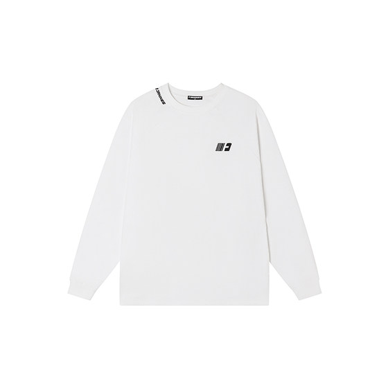 
FORNINES embroidered logo heavy pure cotton long-sleeved T-shirt men's trendy tops spring and autumn sweatshirt base shirt