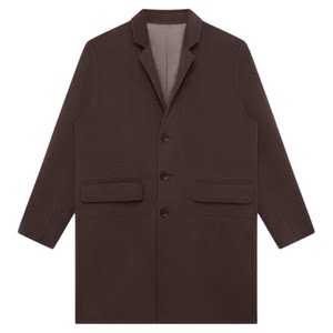 
[G] Men's brown double-sided wool coat men's letter embroidered lapel wool mid-length coat 6013J
