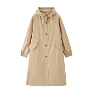 
Giordano mid-length jacket for women new windproof and waterproof loose rag-shoulder hooded silhouette windbreaker 05375691