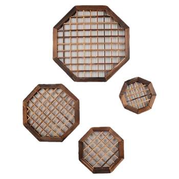 Forest wood indoor and outdoor pastoral wood grid wall hanging decoration