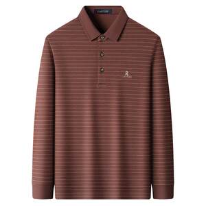 
[Sheep Wool] Montagut men's long-sleeved Polo shirt spring wheat ear jacquard high-end business middle-aged T-shirt warm J