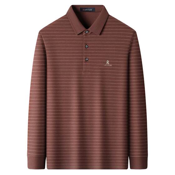 
[Sheep Wool] Montagut men's long-sleeved Polo shirt spring wheat ear jacquard high-end business middle-aged T-shirt warm J