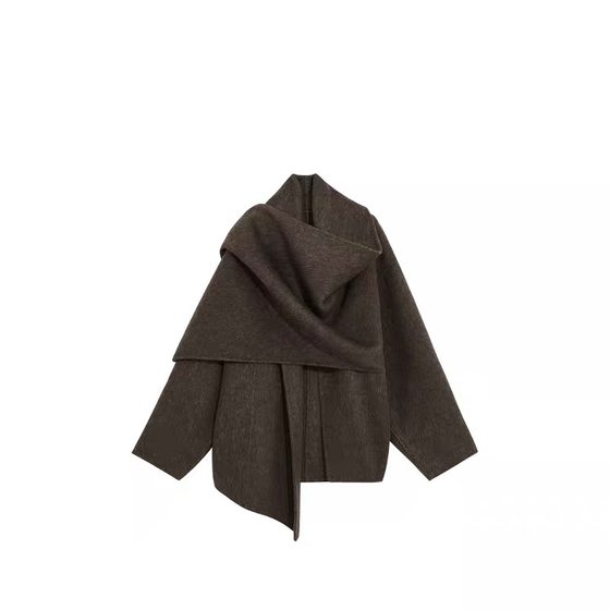 
Yak double-sided cashmere wool coat for women, small winter scarf, shawl, mid-length woolen coat