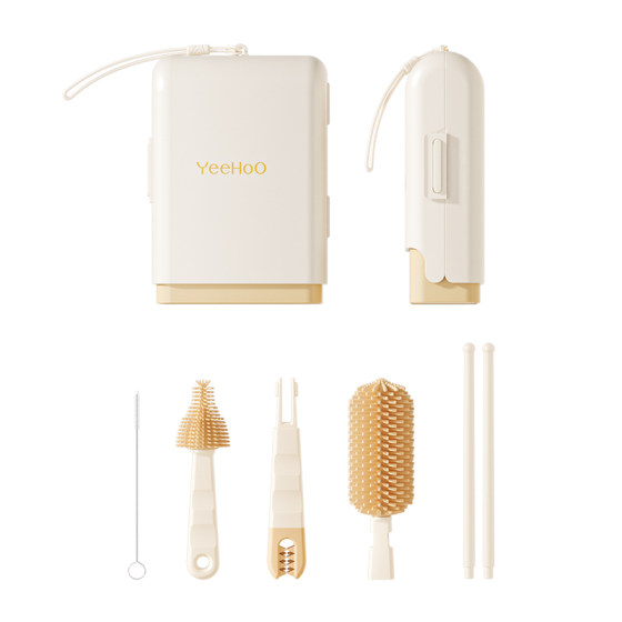 
Ying's portable bottle brush, bottle cleaning brush, baby-specific baby bottle brush, travel draining silicone brush