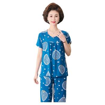 Middle -aged and elderly women's cotton silk pajamas women's model 2025 new models
