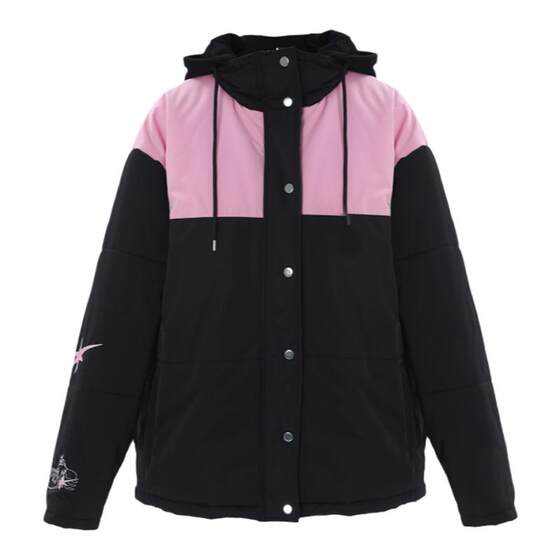 
Beam-mixed kimchi PC Devil horn hooded cotton jacket embroidered stand collar American couple loose winter jacket men and women personality