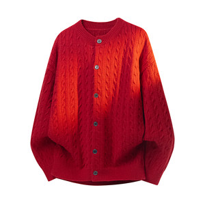 
Baleno SK lazy style twist round neck knitted cardigan for men 2026 new New Year animal year red sweater YS