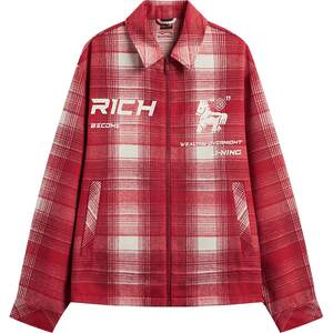 
Li Ning jacket men's 2026 red new style couple's same style top lapel retro loose plaid eggplant plus coat for women