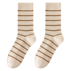 
Calamela spring and summer new women's socks Maillard cotton socks striped simple mid-calf socks warm women's socks