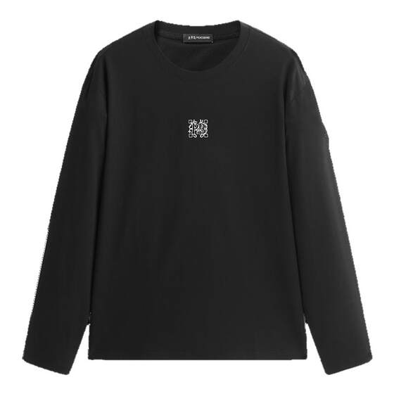 
PEACEBIRD Men's Heavyweight Contrast Color Embroidery Long Sleeve T-Shirt Autumn Casual Fashion Trend Bottoming Shirt