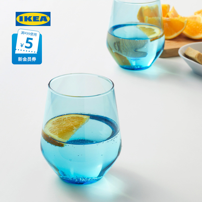 IKEA宜家IVRIG伊里大杯腹水杯家庭套装ins风透明玻璃杯无脚杯