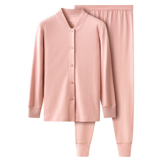 Middle -aged and elderly girl autumn clothes autumn pants pure cotton shirt dad loose large size base warm underwear Mom men's suite
