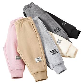 Balabala children's trousers plus velvet parent-child versatile winter