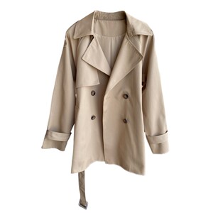 
AMR UU cabinet 1W+B British style double-breasted khaki windbreaker jacket women's tops 2026 Spring New