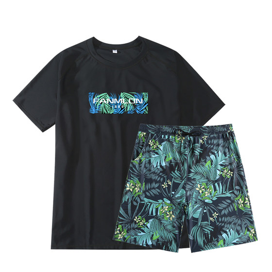 Men's oversized high waisted beach pants with added fat and loose fitting swim trunks that can be bounced on all sides to prevent embarrassment in the water park