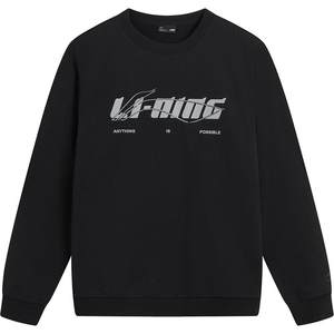 李宁卫衣女冬季新款情侣长袖松弛感圆领无帽红色上衣针织运动服男