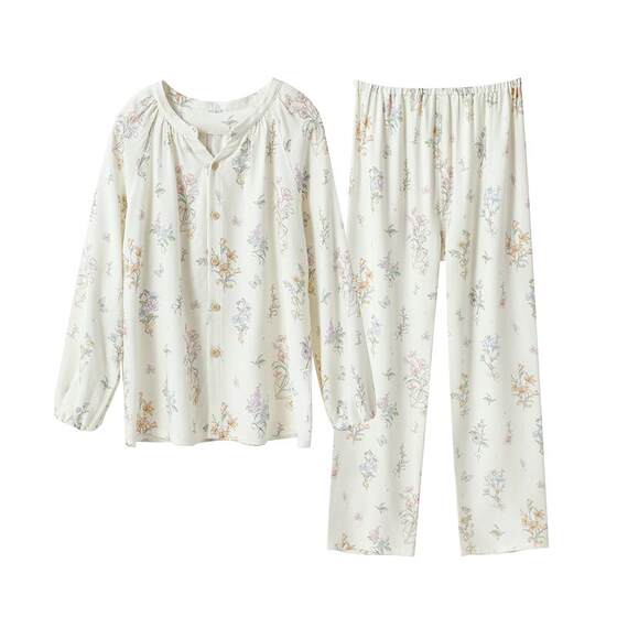 
Manxi summer pregnant women breastfeeding sweat-absorbent pajamas postpartum stretch silk linen cotton with breast pad confinement clothes home clothes set