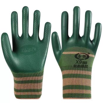 Semi-hanging all-inclusive rubber foamed labor-maintaining embossed gloves latex anti-slip wear-resistant waterproof and breathable protection and cutting wholesale