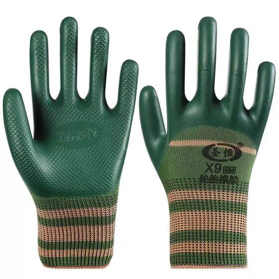 
Semi-trailer all-inclusive rubber foam labor protection embossed gloves latex non-slip wear-resistant waterproof breathable protective anti-cut wholesale